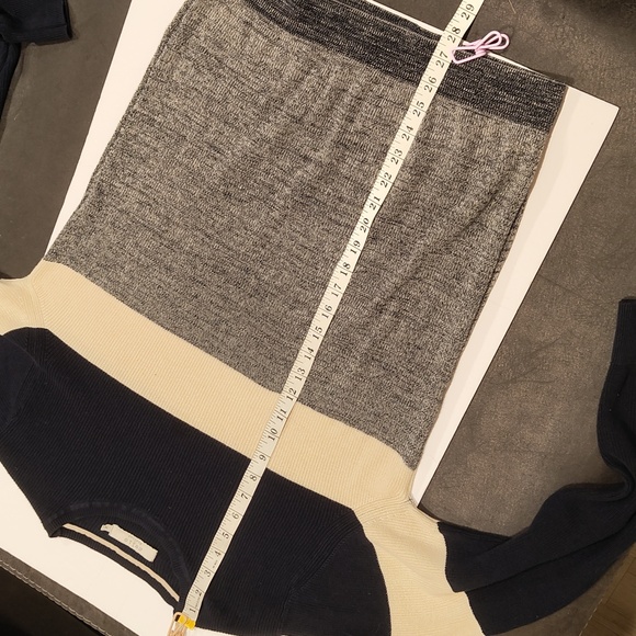 Celio Atelier Mens Long Sleeve Crewneck Navy Blue Tan And Grey Sweater Medium - Picture 5 of 7